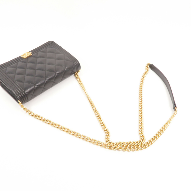 CHANEL 牛皮皮革Boy Wallet On Chain鏈帶肩背袋-7