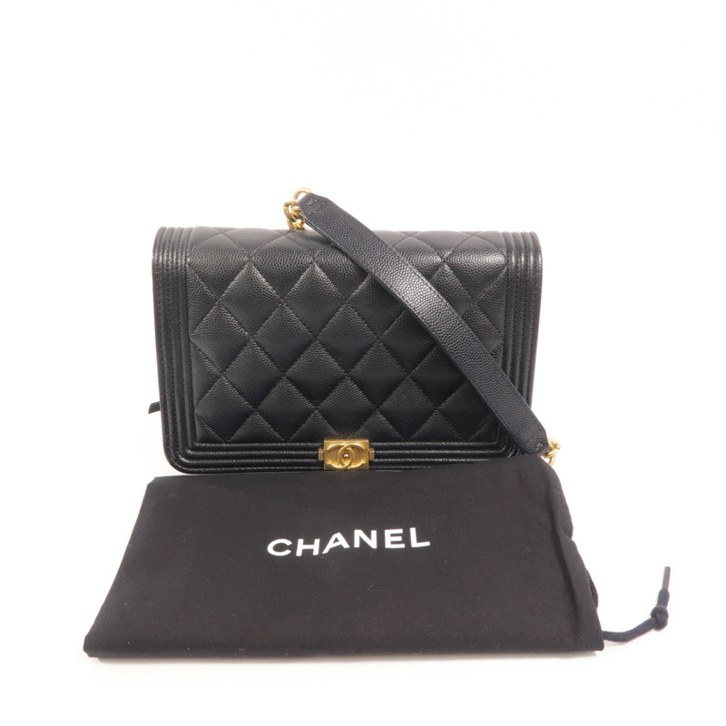 CHANEL 牛皮皮革Boy Wallet On Chain鏈帶肩背袋-9