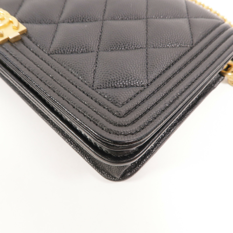 CHANEL 牛皮皮革Boy Wallet On Chain鏈帶肩背袋-11