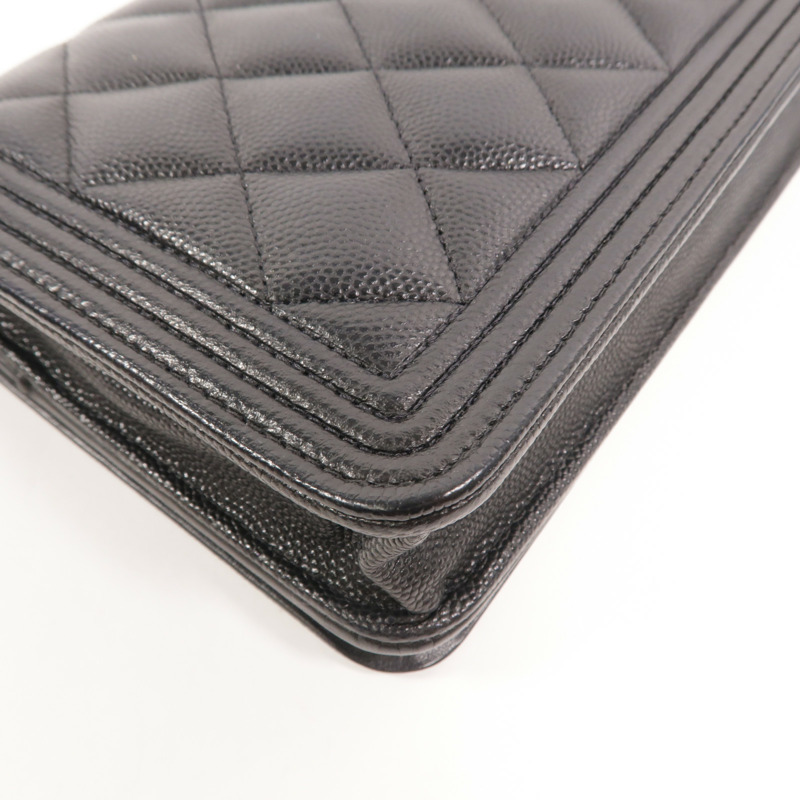 CHANEL 牛皮皮革Boy Wallet On Chain鏈帶肩背袋-12