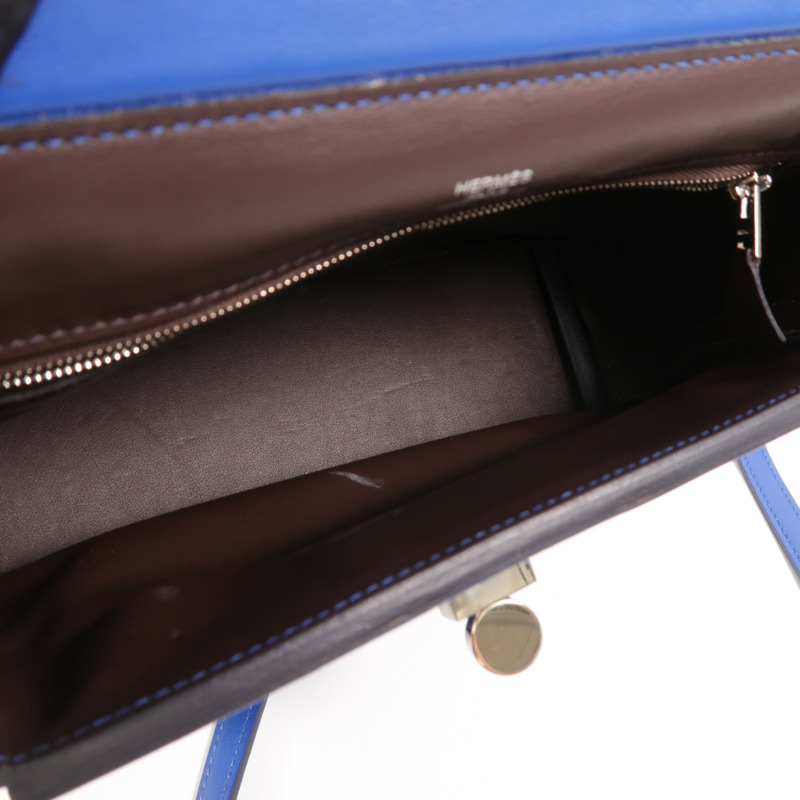 HERMES Evercolor皮革24/24 Mini手挽肩背兩用袋Bleu France-4