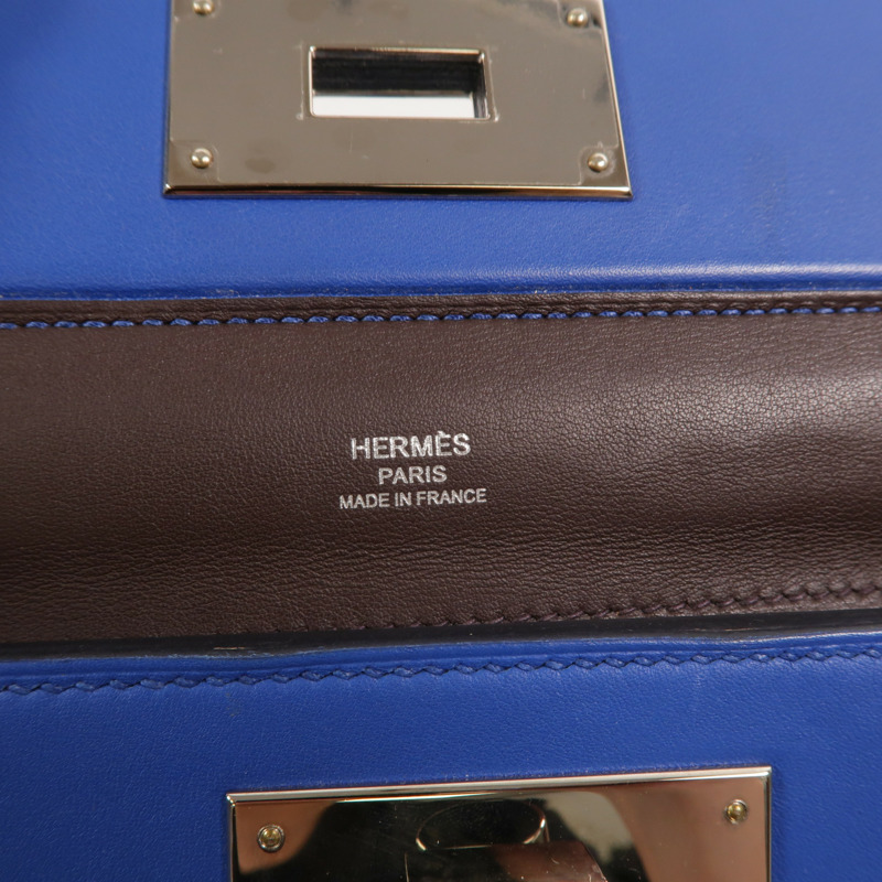 HERMES Evercolor皮革24/24 Mini手挽肩背兩用袋Bleu France-5