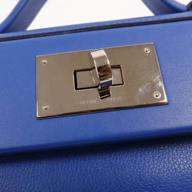 HERMES Evercolor皮革24/24 Mini手挽肩背兩用袋Bleu France-8