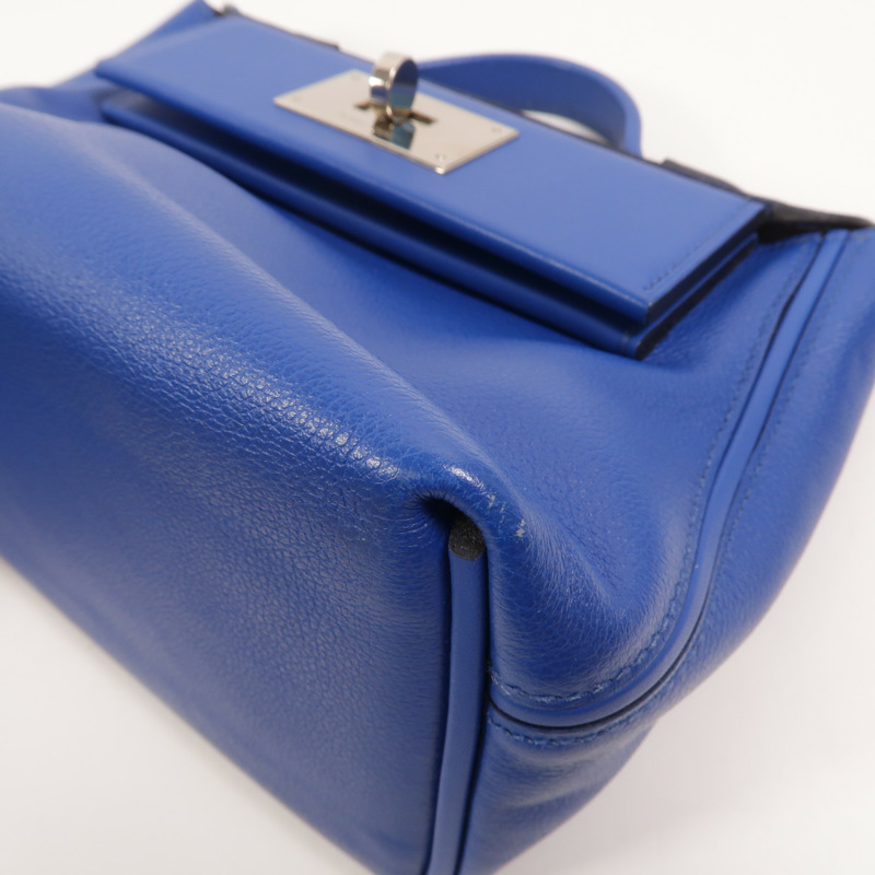 HERMES Evercolor皮革24/24 Mini手挽肩背兩用袋Bleu France-11