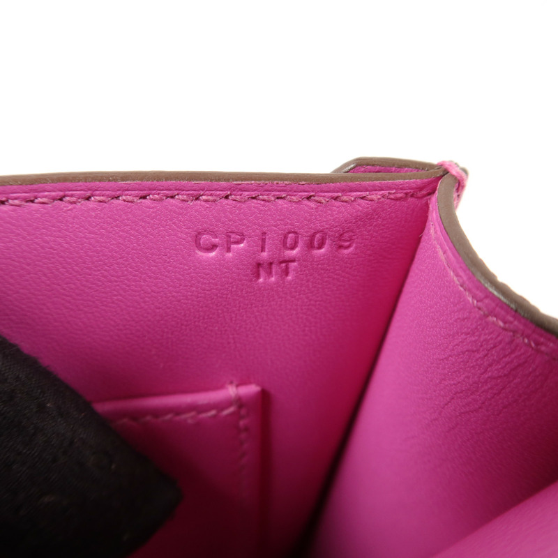 HERMES Chevre皮革Verrou Mini鏈帶肩背袋Rose Extreme-6