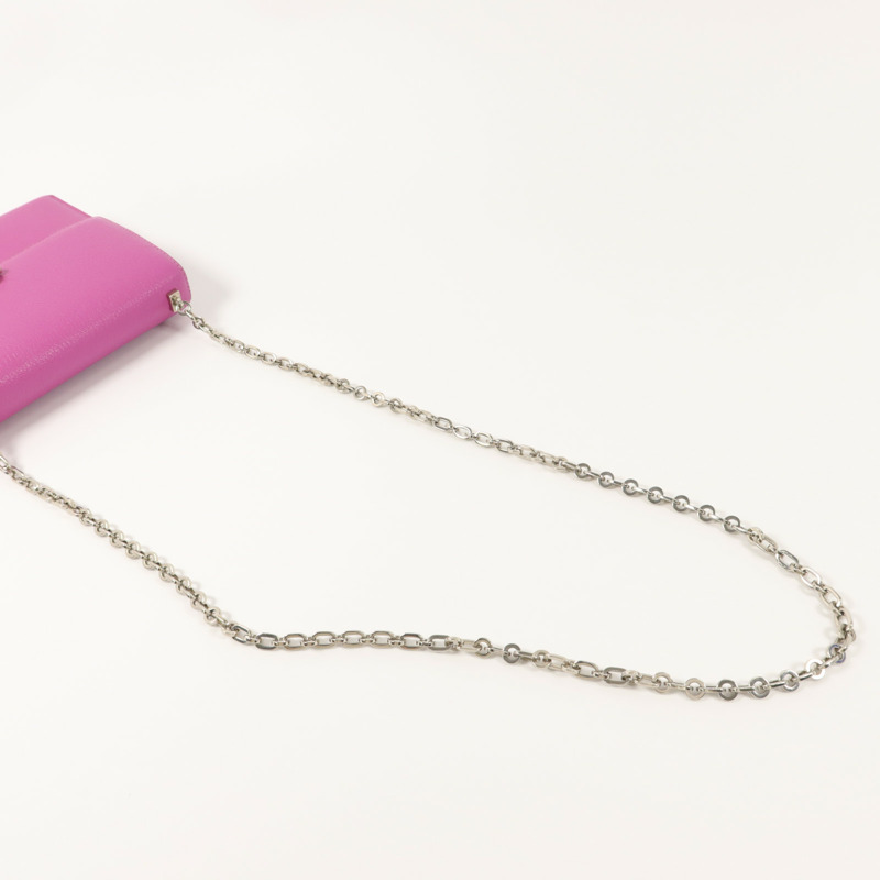 HERMES Chevre皮革Verrou Mini鏈帶肩背袋Rose Extreme-7