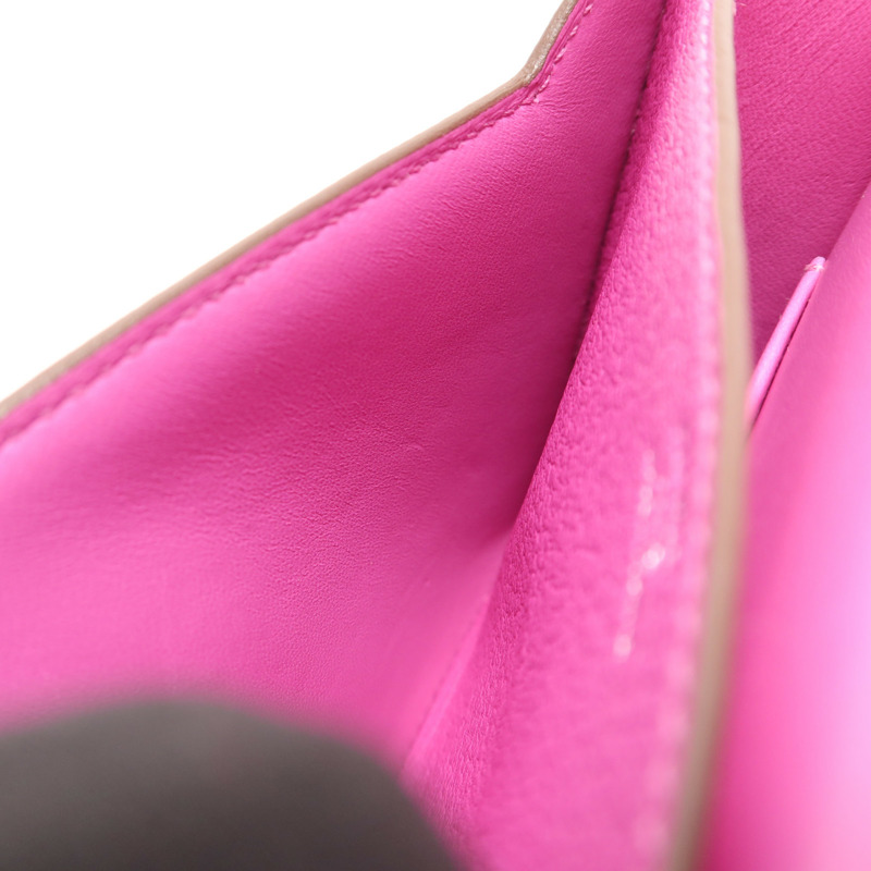 HERMES Chevre皮革Verrou Mini鏈帶肩背袋Rose Extreme-15