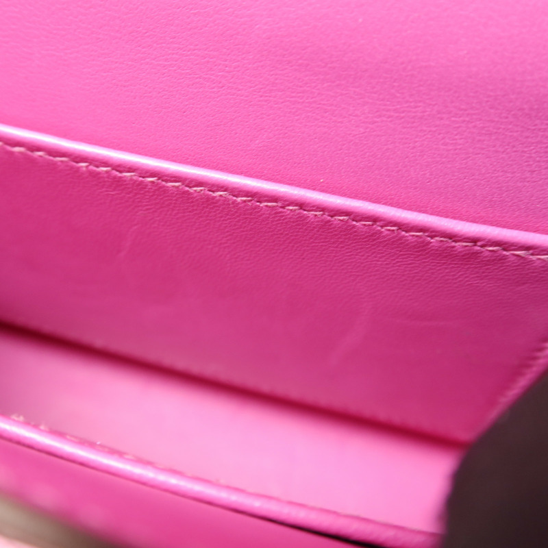 HERMES Chevre皮革Verrou Mini鏈帶肩背袋Rose Extreme-17