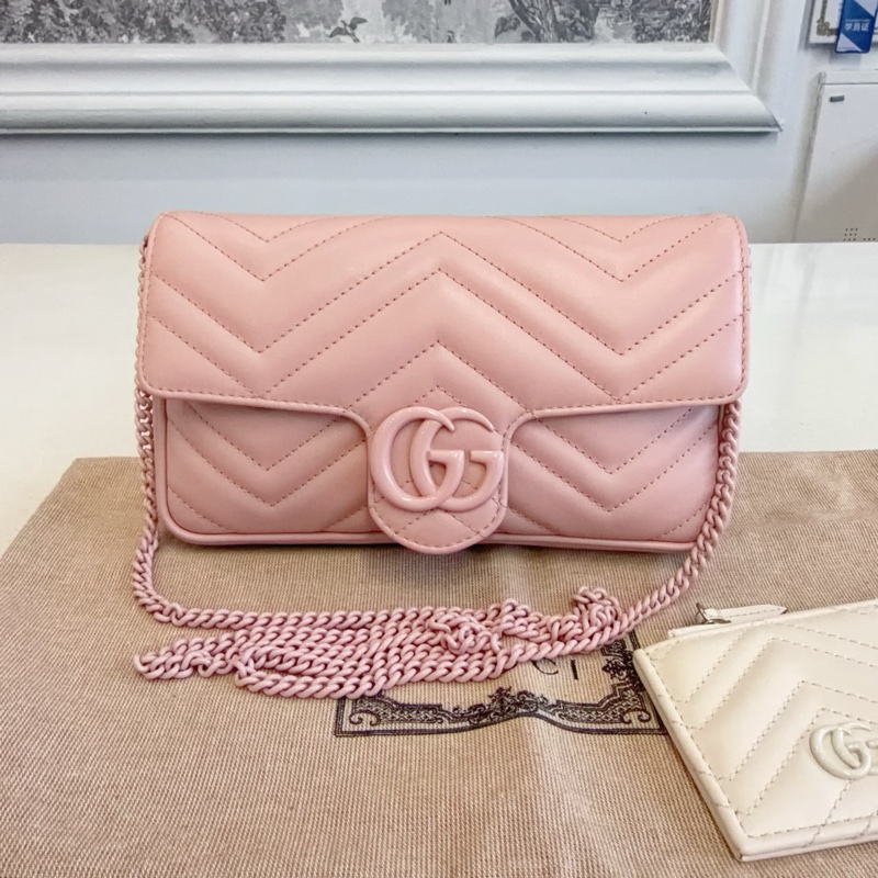 閒置品99新Gucci/古馳 粉色陶瓷馬蒙21 單肩斜挎包-1