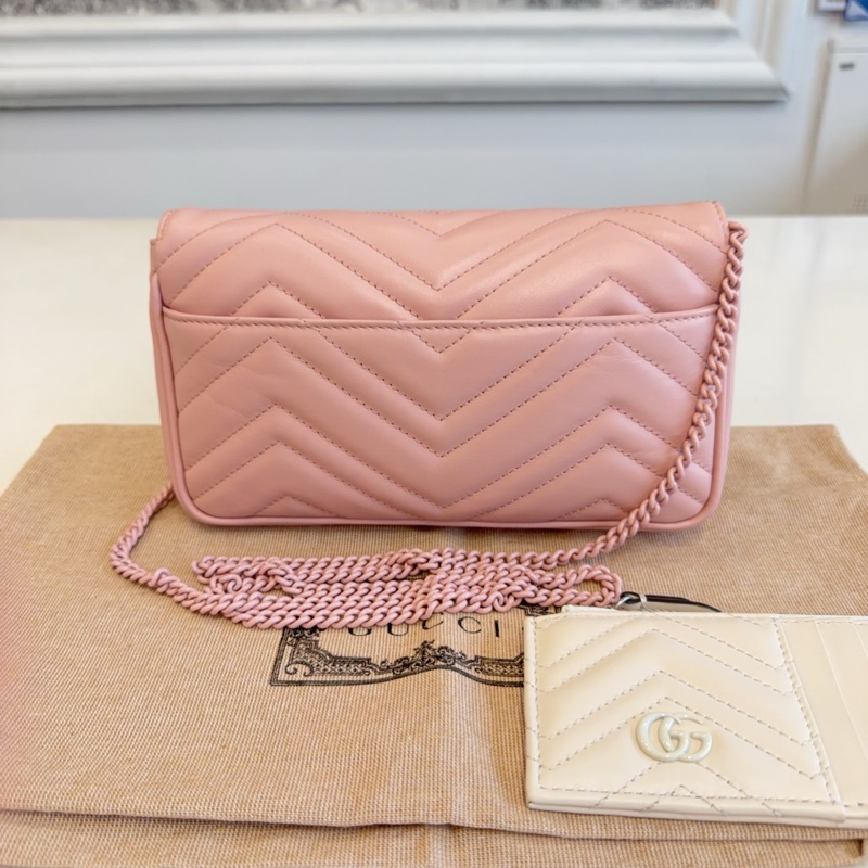 閒置品99新Gucci/古馳 粉色陶瓷馬蒙21 單肩斜挎包-2
