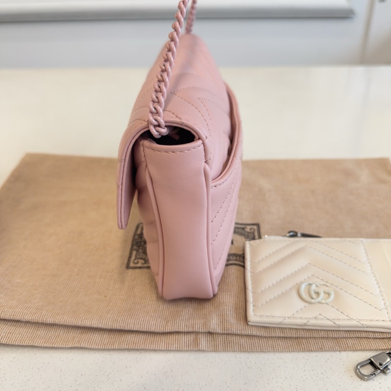 閒置品99新Gucci/古馳 粉色陶瓷馬蒙21 單肩斜挎包-3