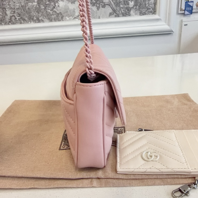 閒置品99新Gucci/古馳 粉色陶瓷馬蒙21 單肩斜挎包-4