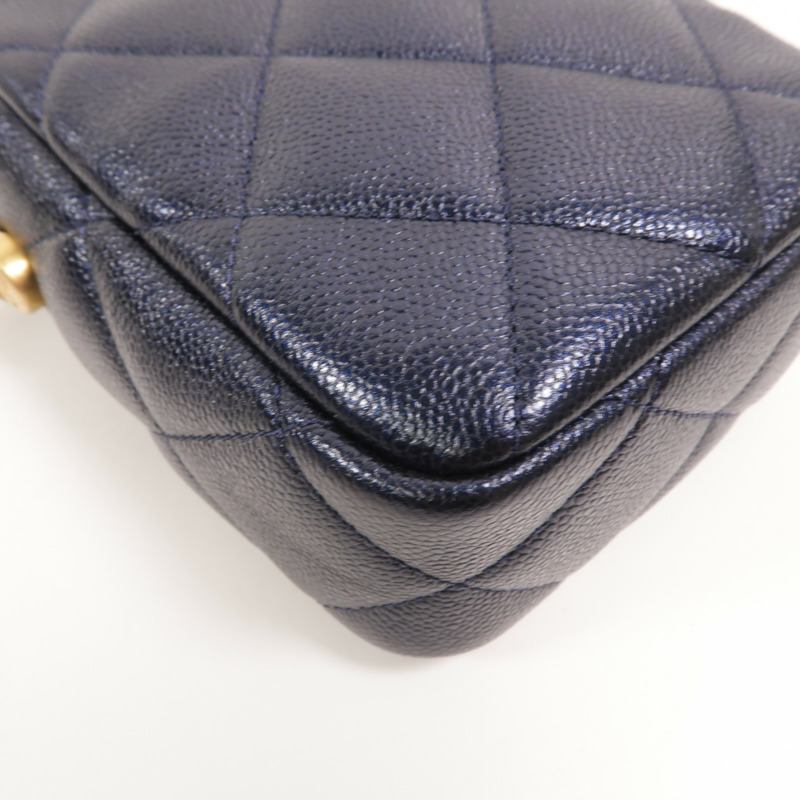 CHANEL 牛皮皮革Chain Shoulder鏈帶肩背袋-11
