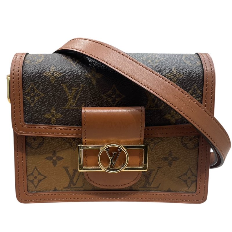 LOUIS VUITTON 路易威登 M45959 MINI DAUPHINE 達芙妮肩背包 PVC帆布 老花 棕色 金釦-0