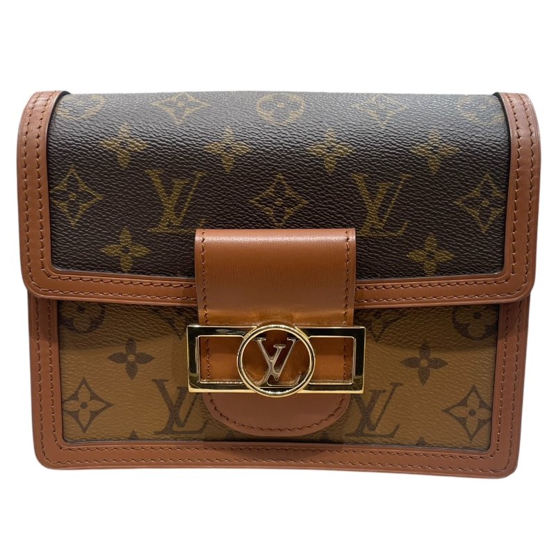 LOUIS VUITTON 路易威登 M45959 MINI DAUPHINE 達芙妮肩背包 PVC帆布 老花 棕色 金釦-1
