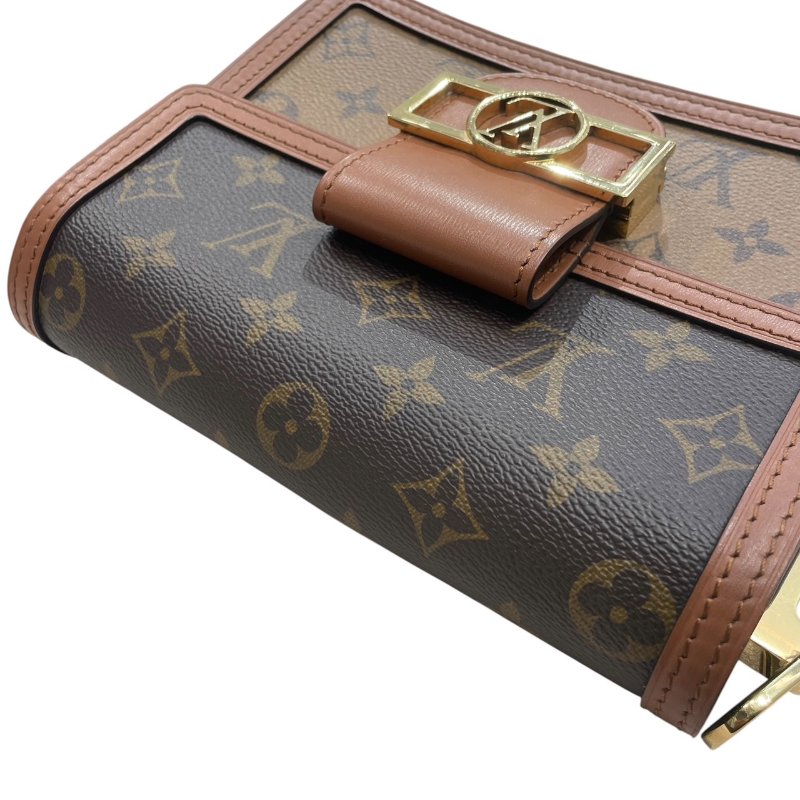 LOUIS VUITTON 路易威登 M45959 MINI DAUPHINE 達芙妮肩背包 PVC帆布 老花 棕色 金釦-10