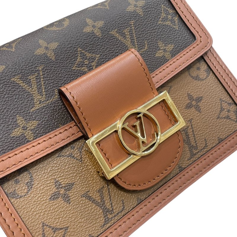 LOUIS VUITTON 路易威登 M45959 MINI DAUPHINE 達芙妮肩背包 PVC帆布 老花 棕色 金釦-11