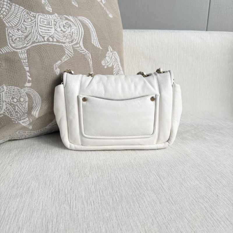 Chanel 白金雲朵泡芙包 白色金扣 羊皮 23*13*5  9新 配件購證 塵袋 保卡-3