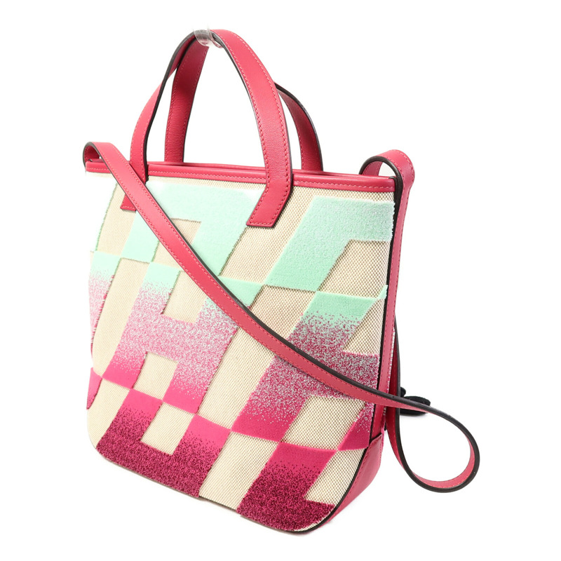 HERMES Canvas/Velvet Cabas H En Bais 27手挽肩背兩用袋-1