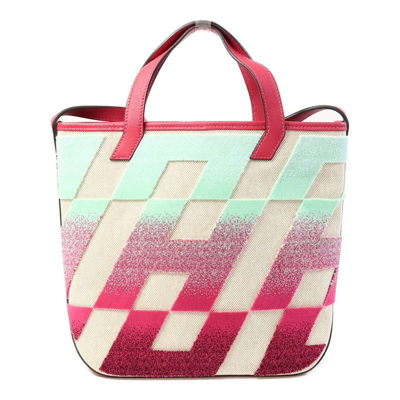 HERMES Canvas/Velvet Cabas H En Bais 27手挽肩背兩用袋-2