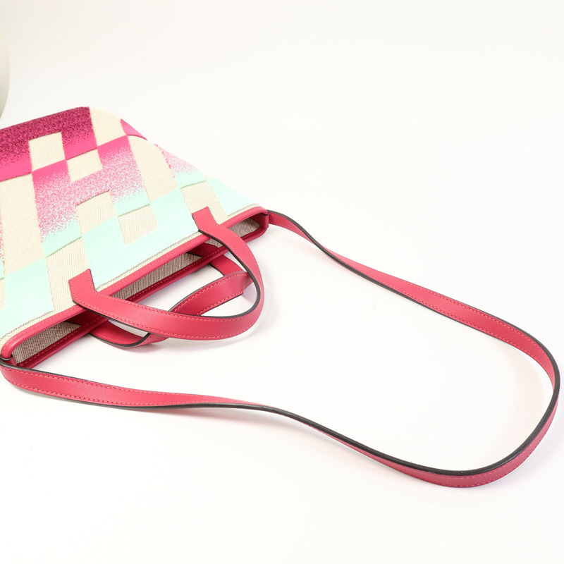HERMES Canvas/Velvet Cabas H En Bais 27手挽肩背兩用袋-7