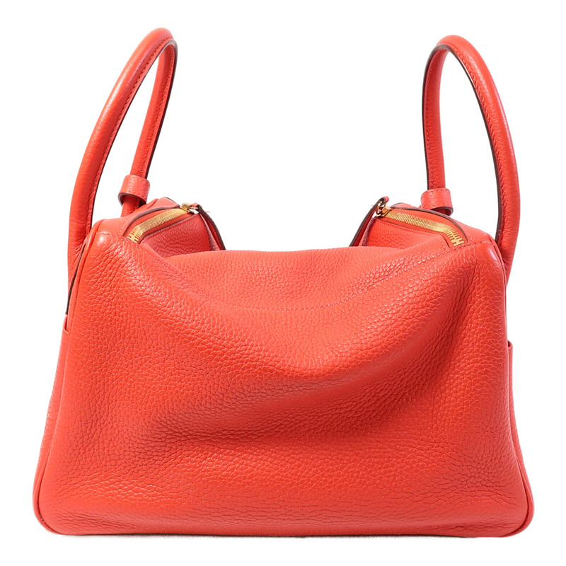 HERMES Clemence皮革Lindy 30肩背袋Rouge Tomate-2