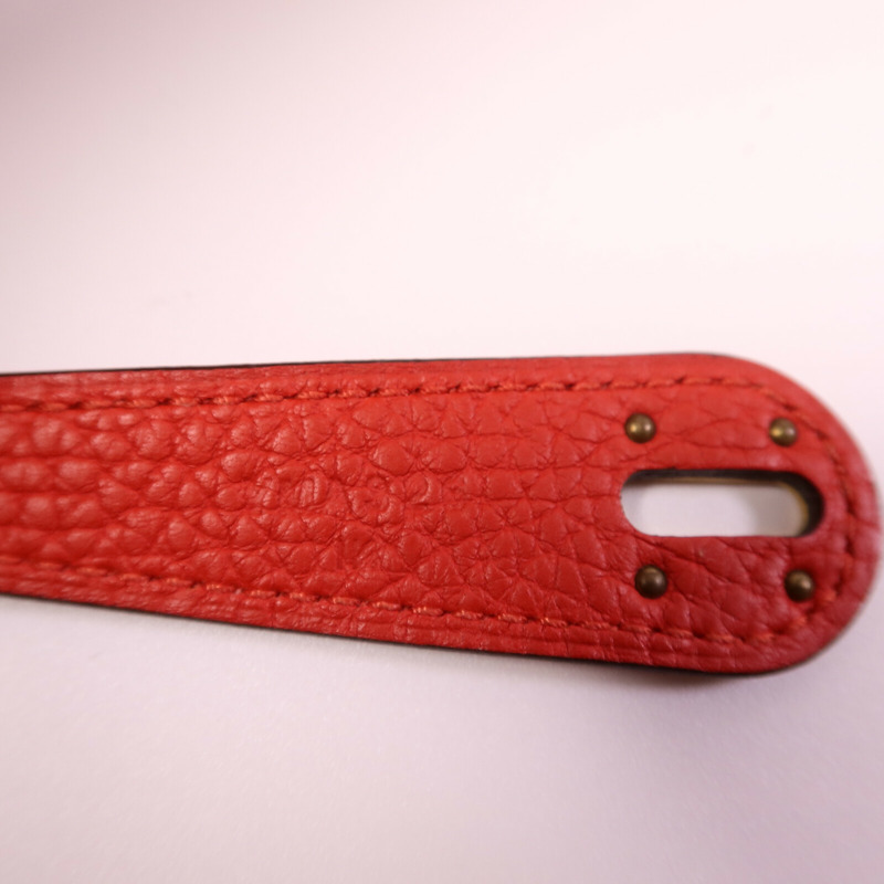HERMES Clemence皮革Lindy 30肩背袋Rouge Tomate-6