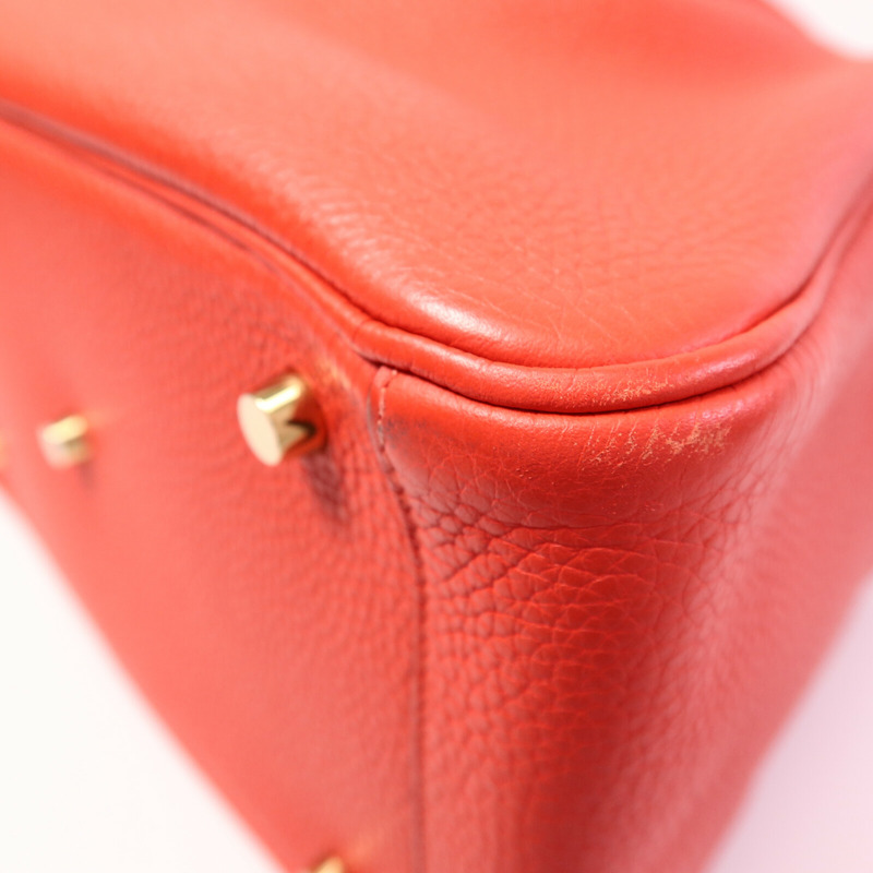 HERMES Clemence皮革Lindy 30肩背袋Rouge Tomate-10