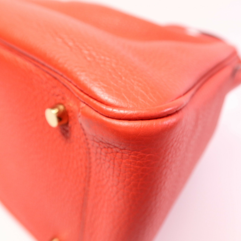 HERMES Clemence皮革Lindy 30肩背袋Rouge Tomate-12