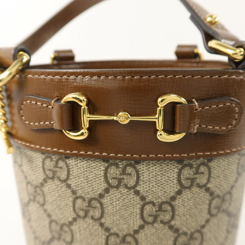 GUCCI 塗層帆布Horsebit 1955 Bucket Bag手挽袋-9