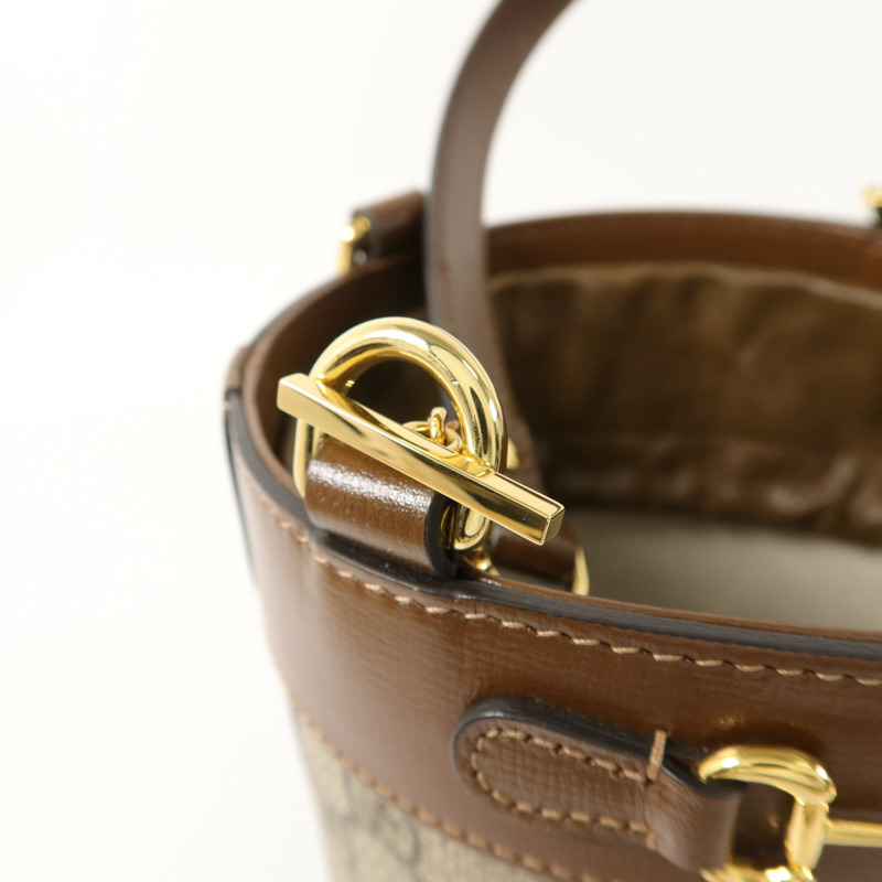 GUCCI 塗層帆布Horsebit 1955 Bucket Bag手挽袋-10