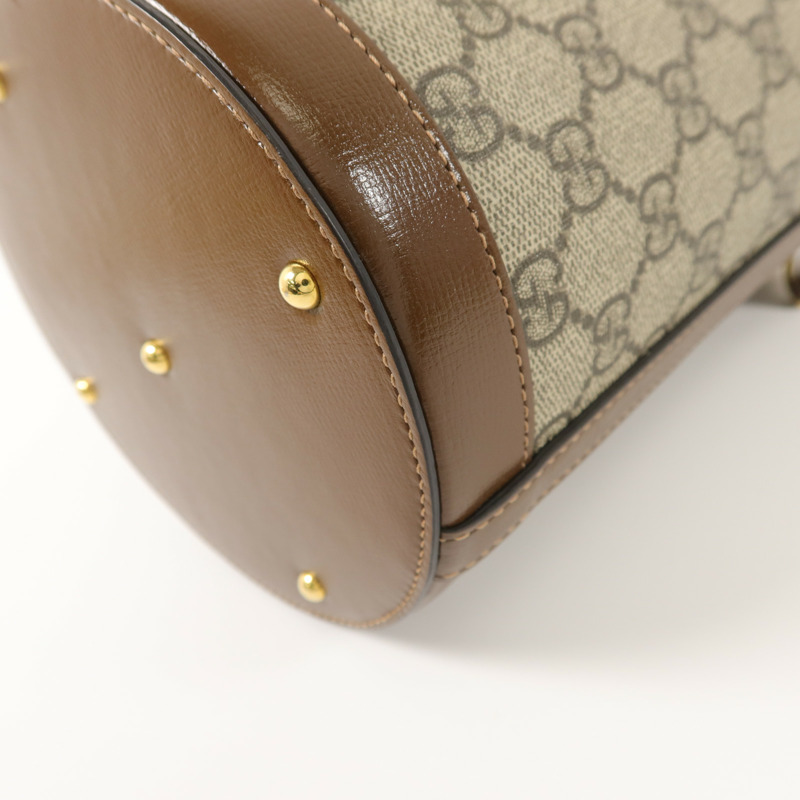 GUCCI 塗層帆布Horsebit 1955 Bucket Bag手挽袋-11