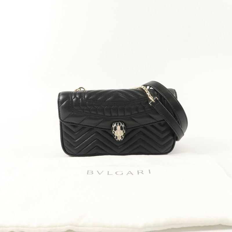 BVLGARI 牛皮皮革Serpenti Forever鏈帶肩背袋/腰包-9