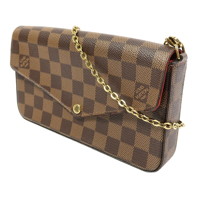 LOUIS VUITTON Damier Felice Pochette鏈帶肩背袋-1