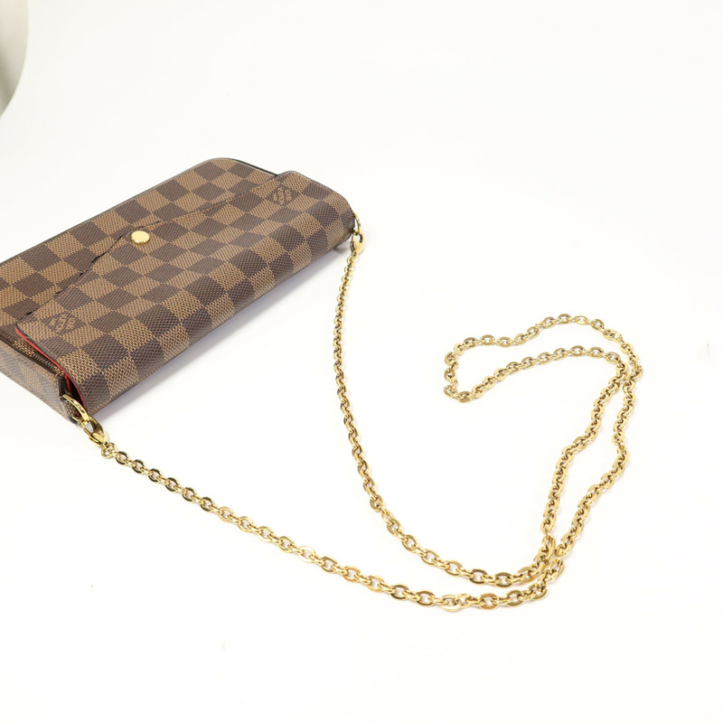 LOUIS VUITTON Damier Felice Pochette鏈帶肩背袋-9