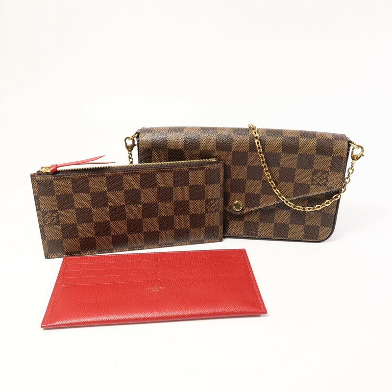 LOUIS VUITTON Damier Felice Pochette鏈帶肩背袋-10