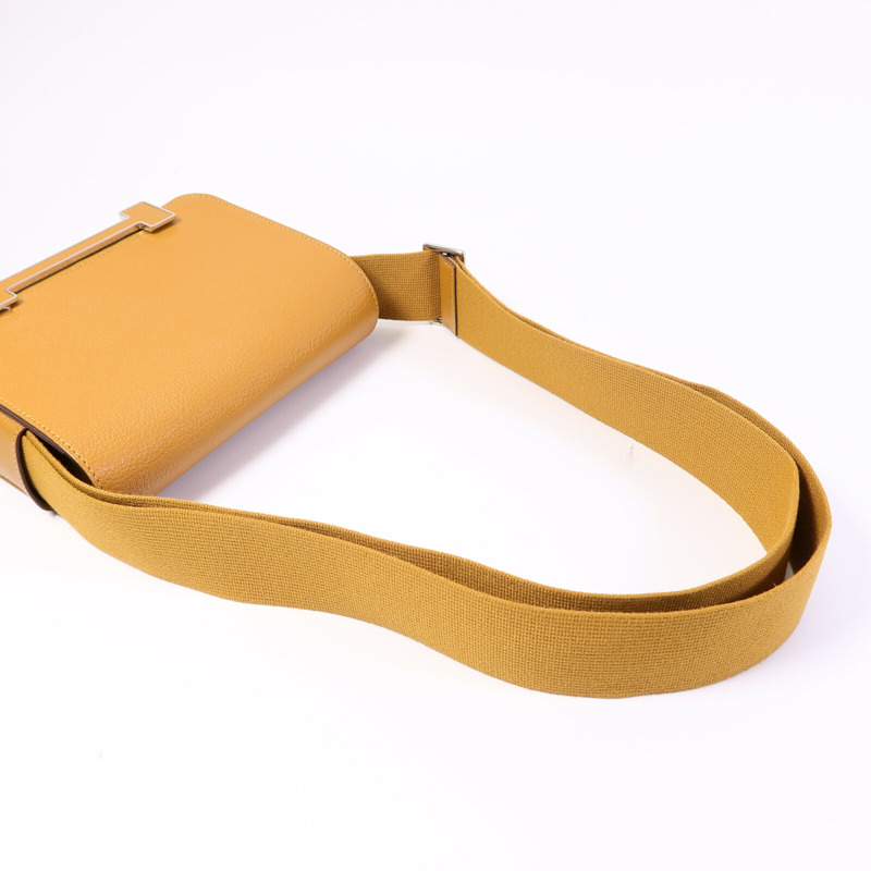 HERMES Chevre皮革Geta肩背袋Caramel-7