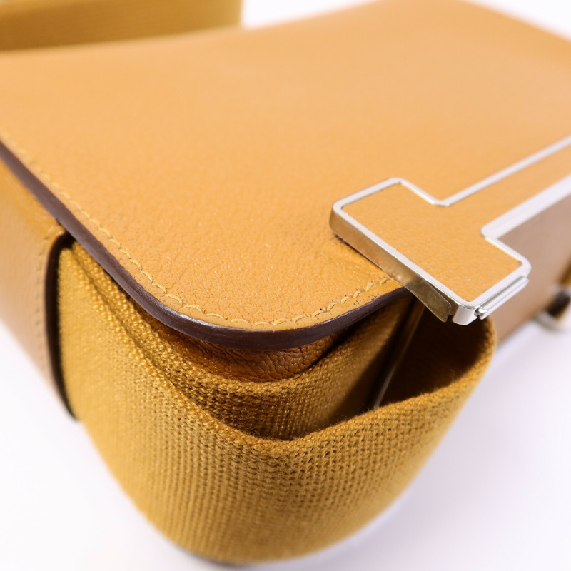 HERMES Chevre皮革Geta肩背袋Caramel-11