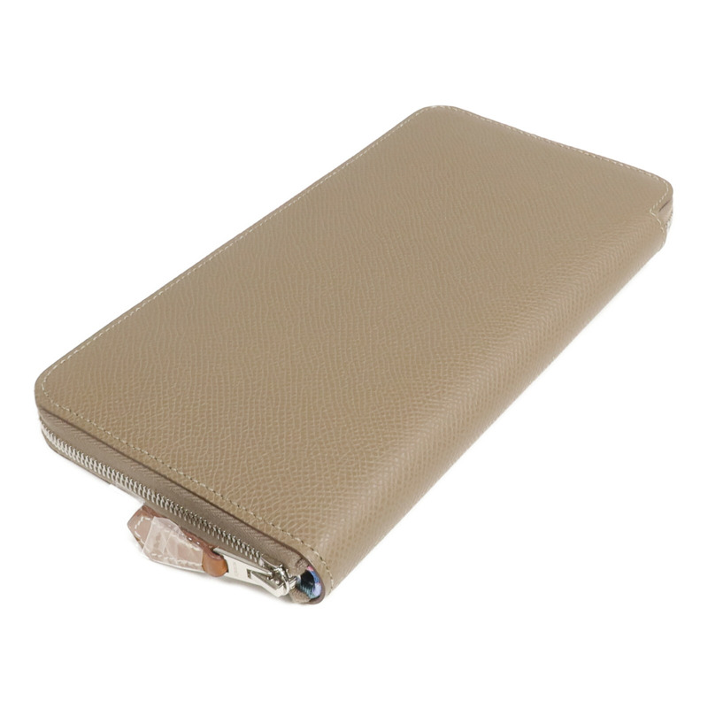 HERMES Epsom皮革Silk'In Long Wallet長錢包Etoupe-3