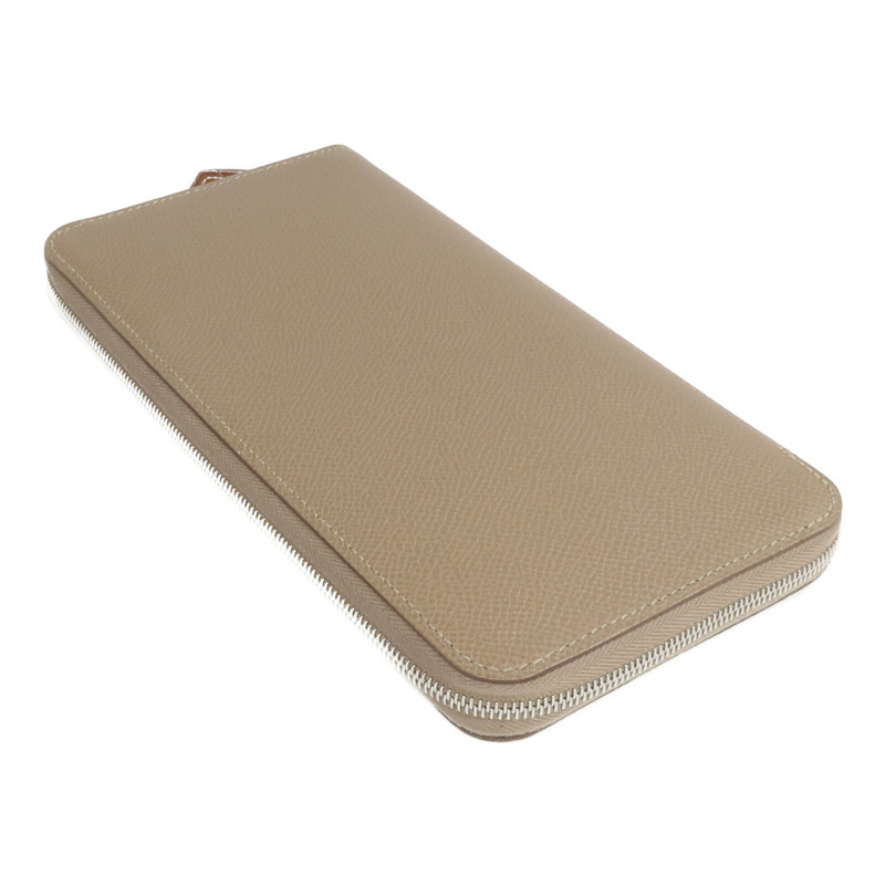 HERMES Epsom皮革Silk'In Long Wallet長錢包Etoupe-4
