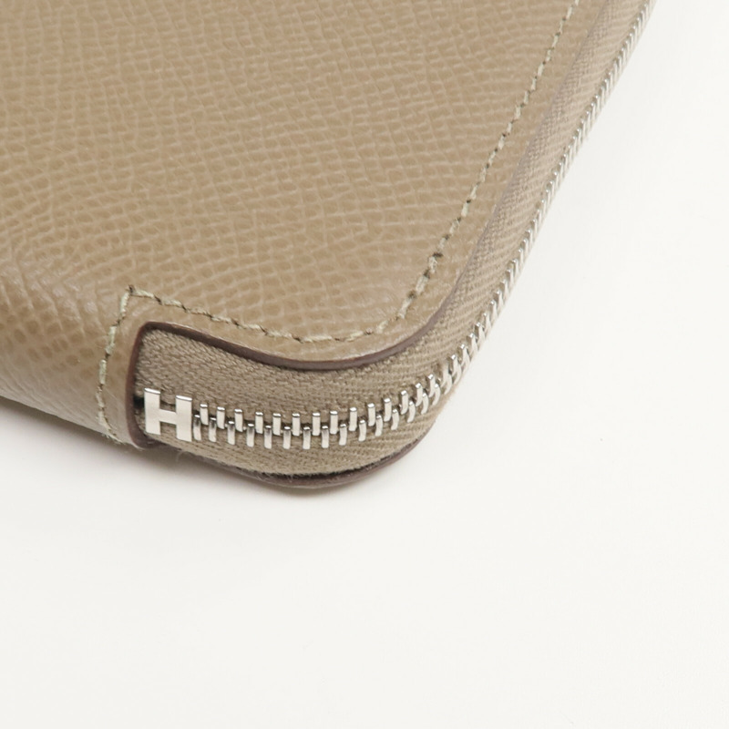HERMES Epsom皮革Silk'In Long Wallet長錢包Etoupe-6
