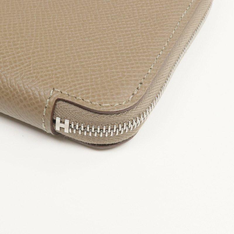 HERMES Epsom皮革Silk'In Long Wallet長錢包Etoupe-7