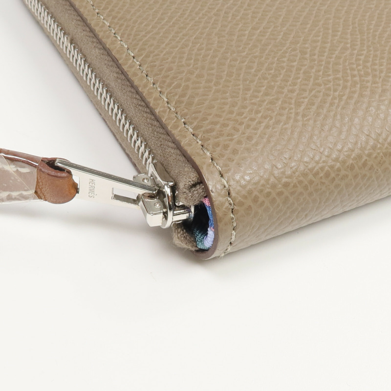 HERMES Epsom皮革Silk'In Long Wallet長錢包Etoupe-8