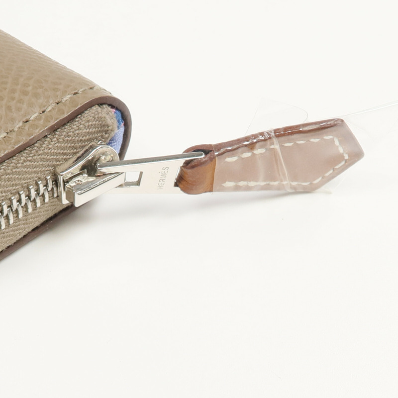 HERMES Epsom皮革Silk'In Long Wallet長錢包Etoupe-11