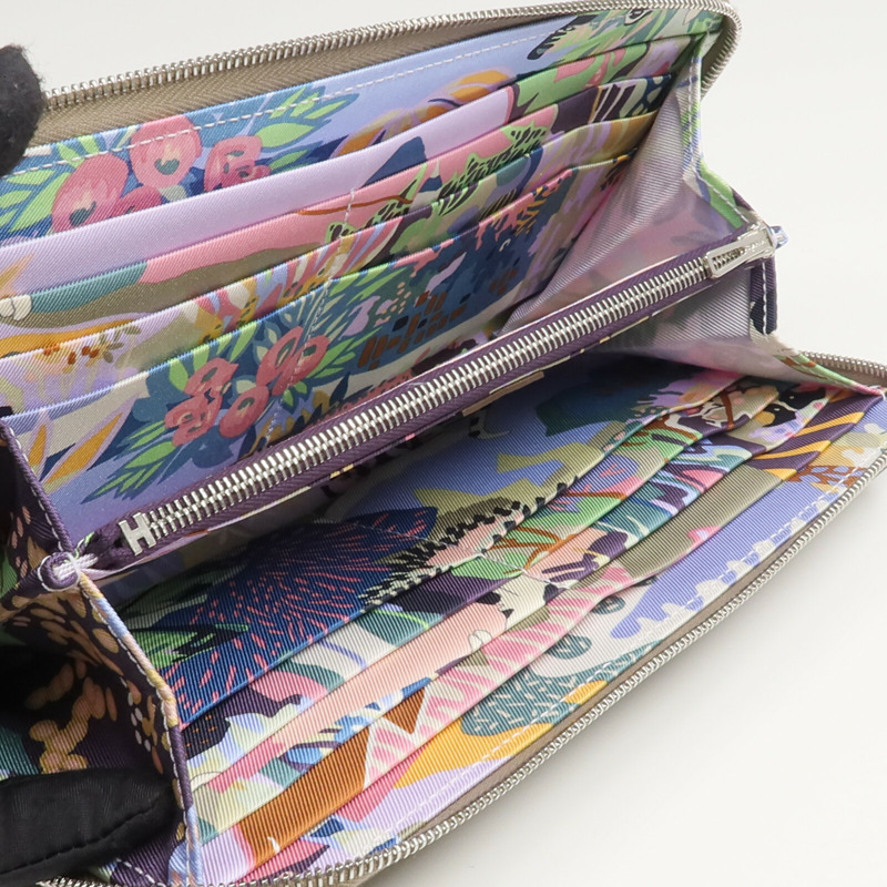 HERMES Epsom皮革Silk'In Long Wallet長錢包Etoupe-13