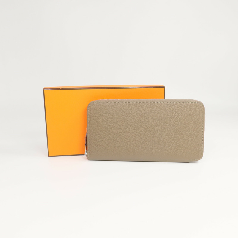 HERMES Epsom皮革Silk'In Long Wallet長錢包Etoupe-17
