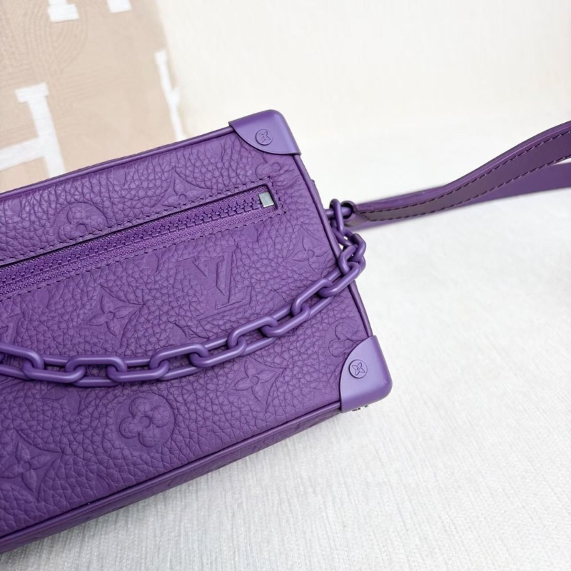 LV Soft Trunk盒子包芯片款 紫色老花壓紋 牛皮 18*13*7.5 95新 配件塵袋-2