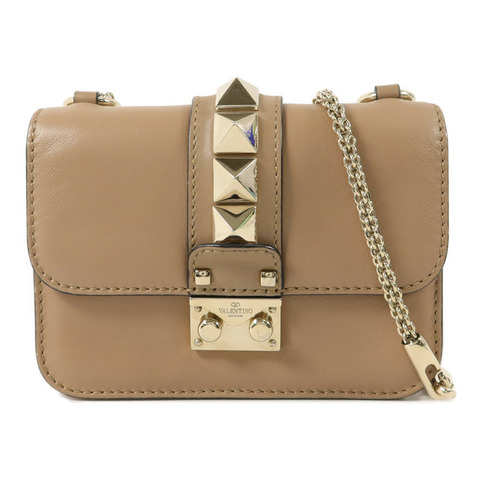 Valentino 牛皮皮革Rockstud Glam Lock Flap Bag鏈帶肩背袋