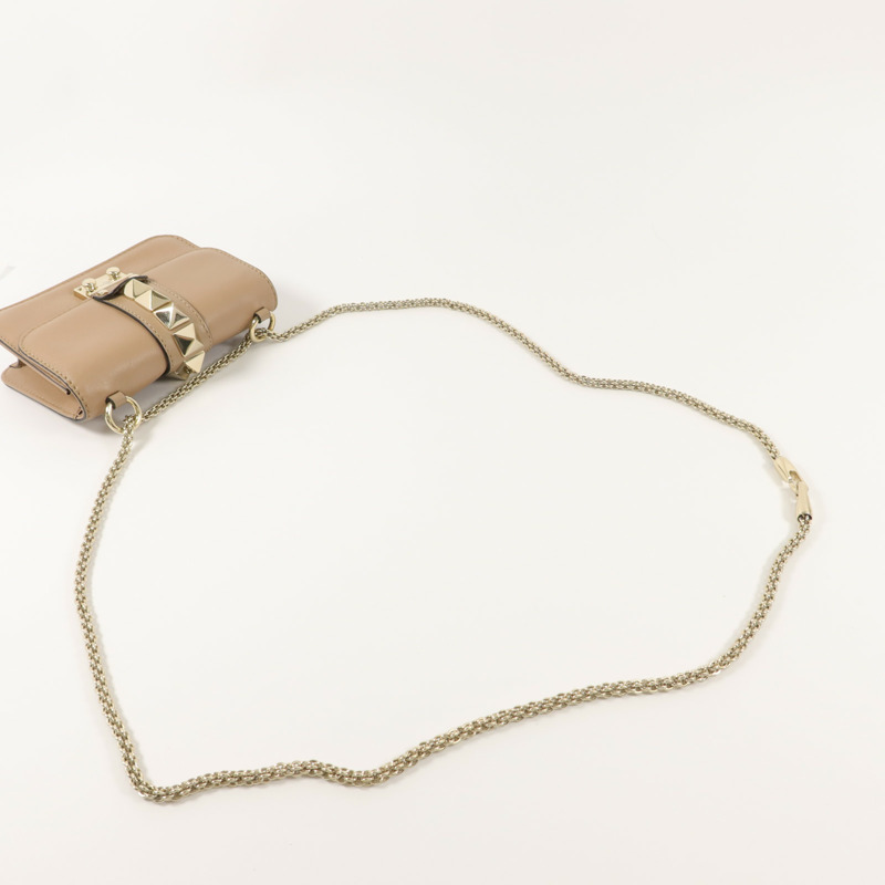 Valentino 牛皮皮革Rockstud Glam Lock Flap Bag鏈帶肩背袋-7