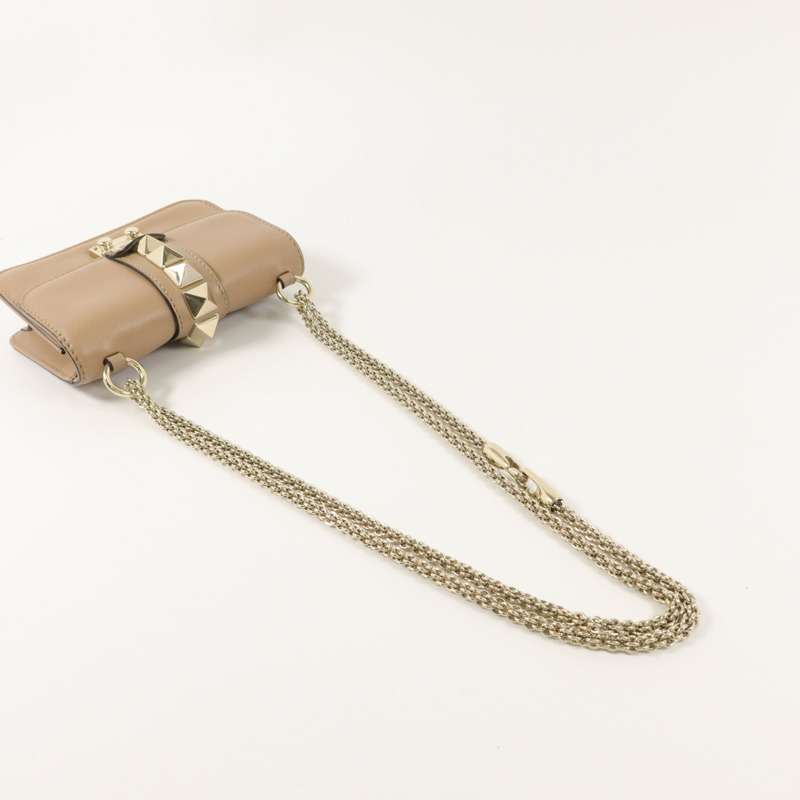 Valentino 牛皮皮革Rockstud Glam Lock Flap Bag鏈帶肩背袋-8